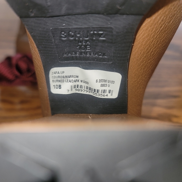 NWT Schutz Zara Dark Tan Maroon Platform Genuine Leather Combat Heel Boots - Picture 11 of 17